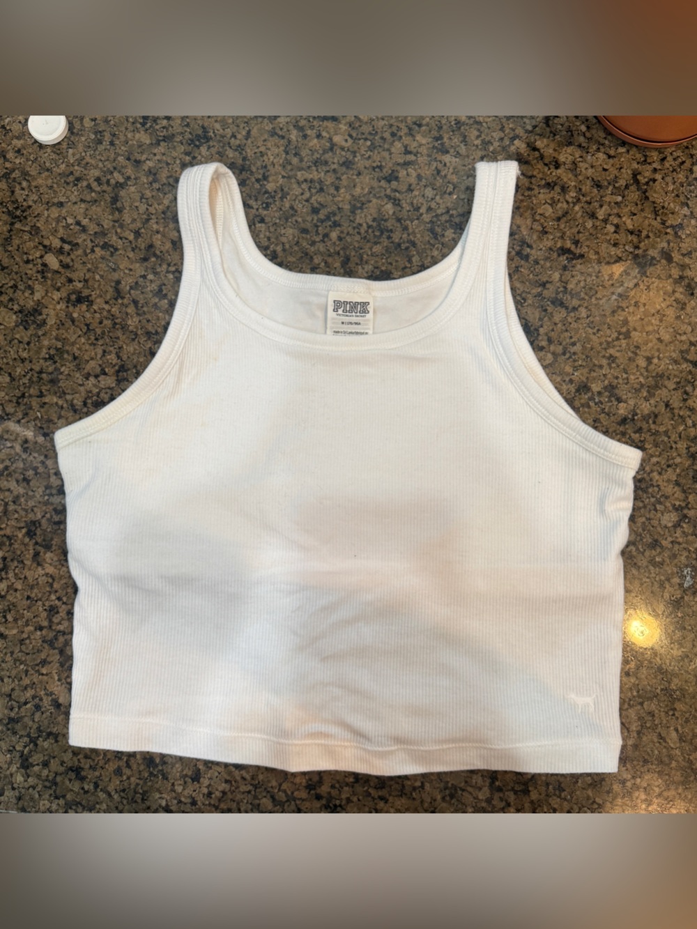 Victoria’s Secret PINK White Ribbed Crop Tank